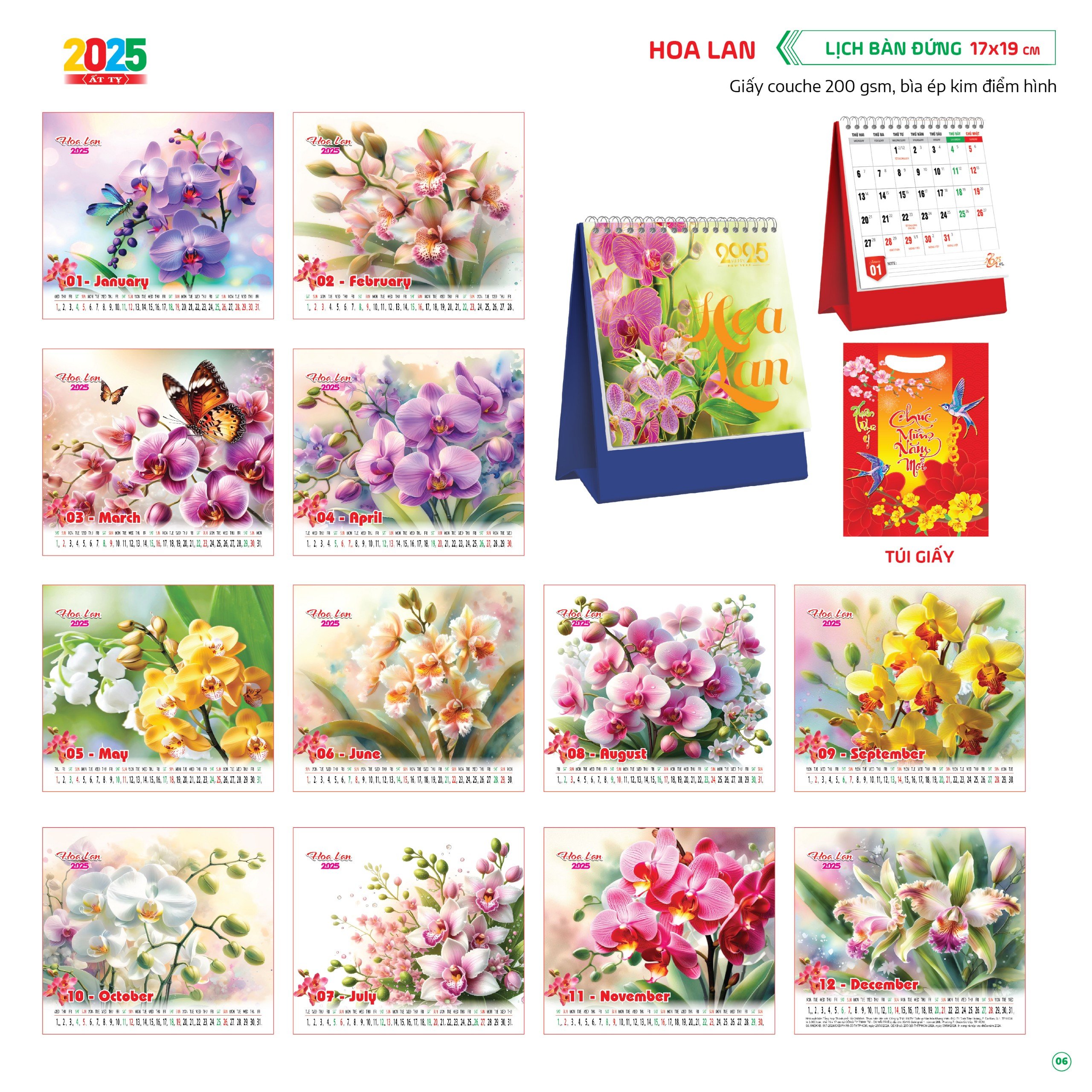Lịch Bàn Chữ A Đứng (19x17) Nhiều Chủ Đề 2025