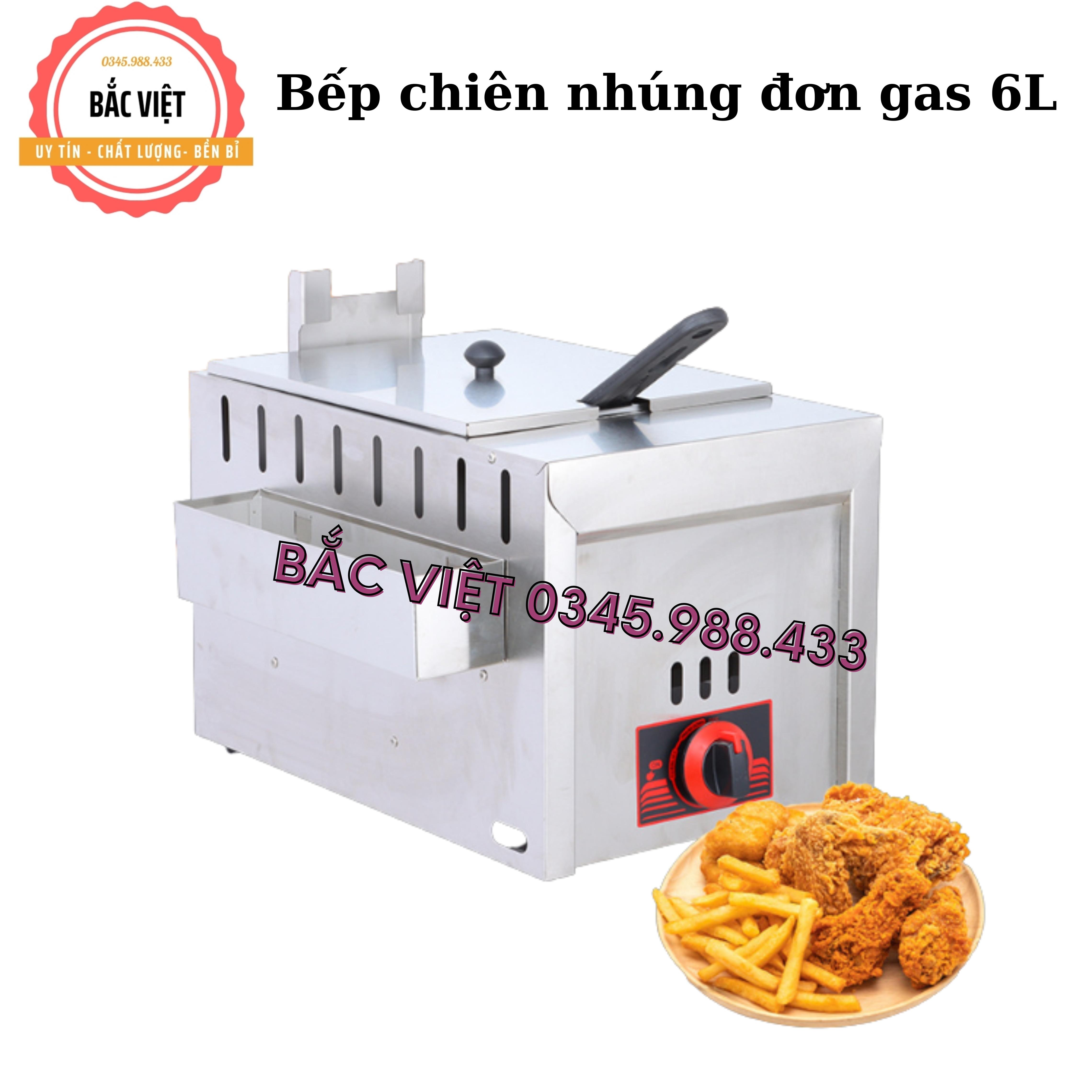 Bếp chiên nhúng đơn gas dung tích 6L dùng để chiên gà, khoai tây , xúc xích...