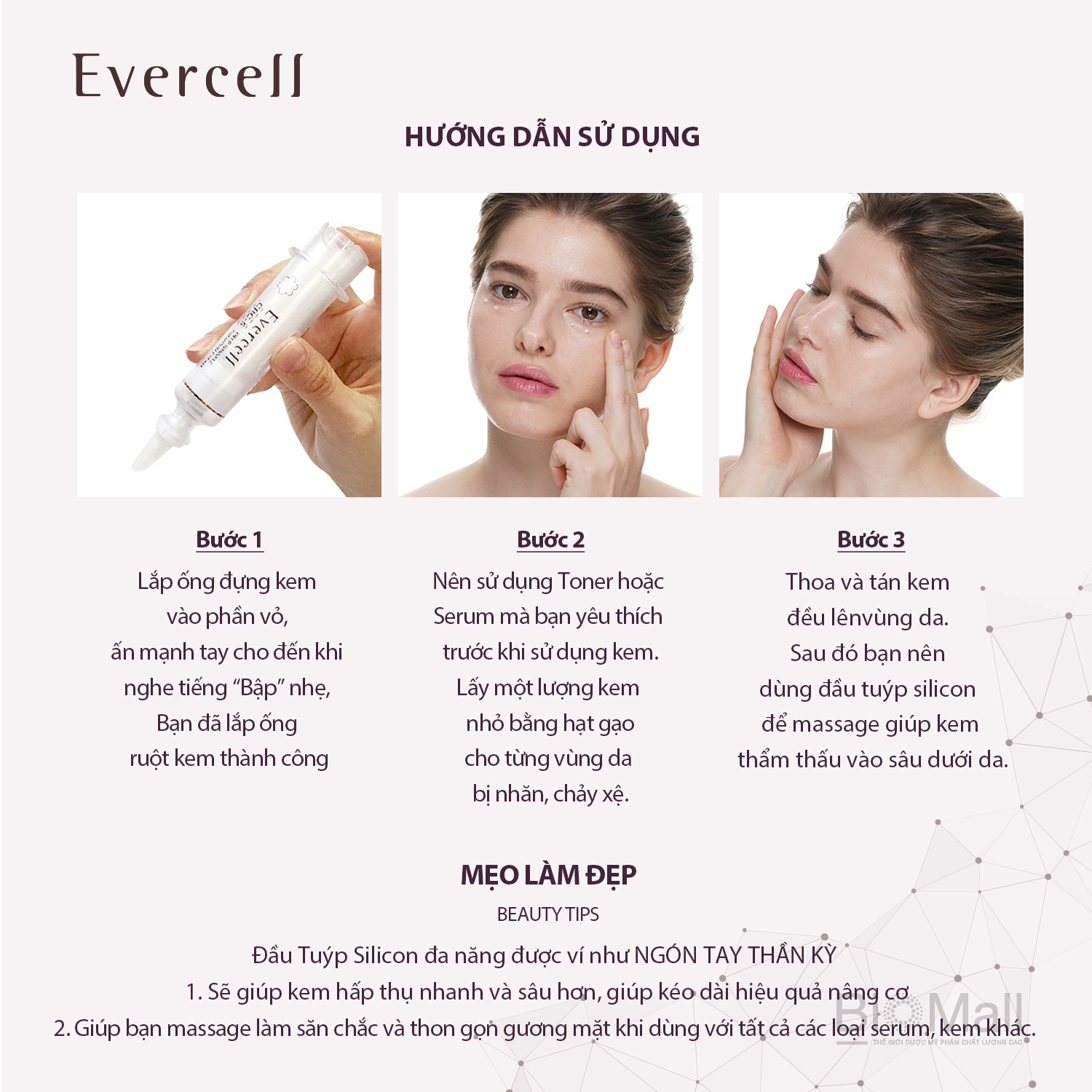 Kem chống Nếp nhăn sâu Công nghệ Tế bào gốc EVERCELL Deep Wrinkle Solution Cream nozzle type