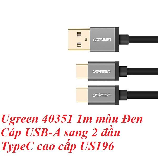 Ugreen UG40351US196TK 1m màu Đen Cáp USB-A sang 2 đầu TypeC cao cấp - HÀNG CHÍNH HÃNG