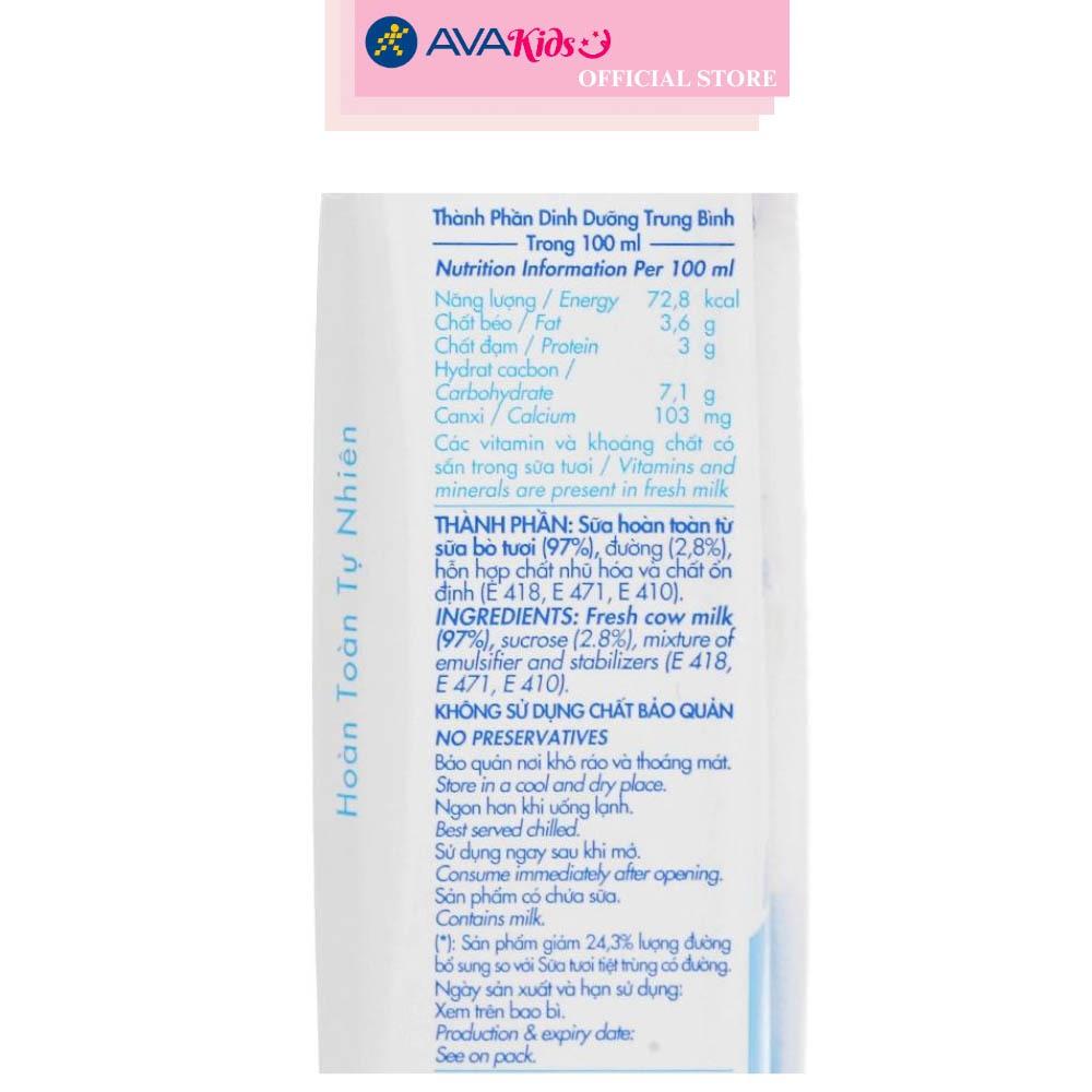 Thùng 48 hộp sữa tươi tiệt trùng Dalat Milk ít đường 180 ml (từ 1 tuổi)