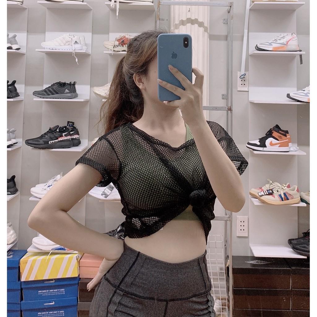 Áo croptop lưới, Áo croptop phối ngoài tập gym, nhảy cực đẹp