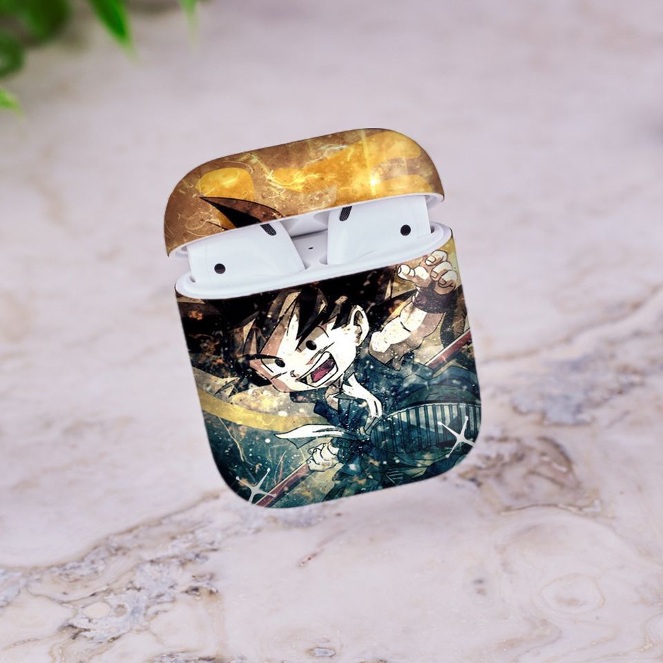 Miếng dán skin chống bẩn cho tai nghe AirPods in hình Songoku Dragon Ball - 7vnr005 (bản không dây 1 và 2)