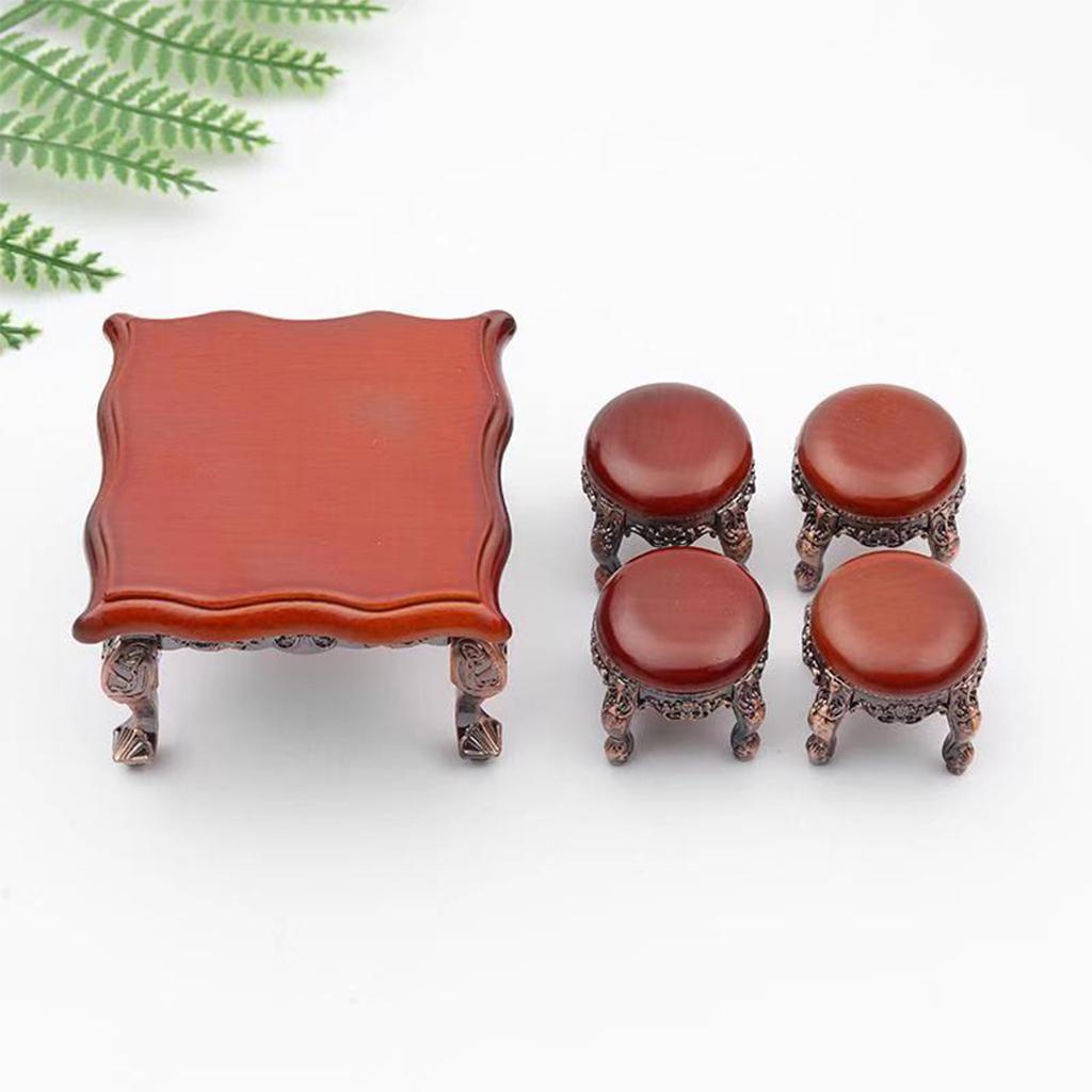 Wooden Dollhouse Furniture Set Dollhouse Miniature Dining Table Chair Wooden Dollhouse Furniture Set