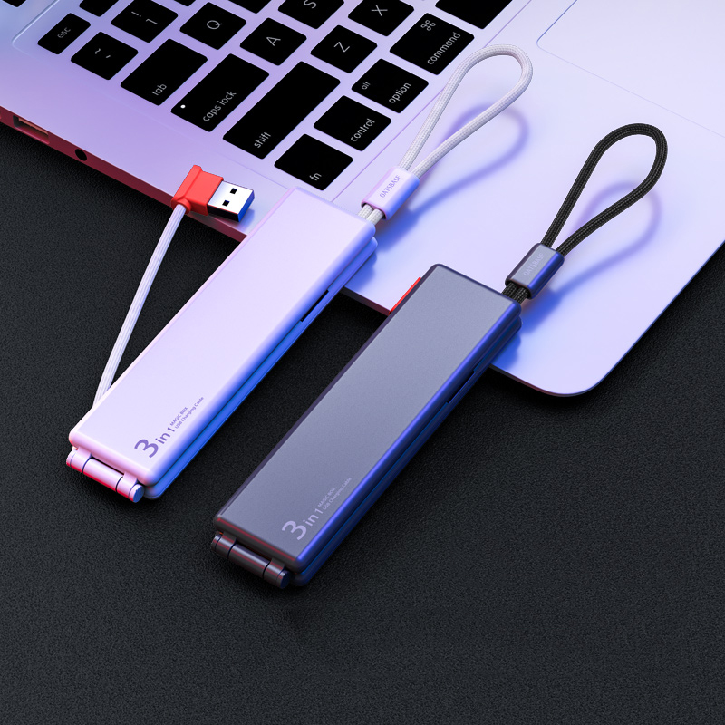 Hộp Dây Cáp Sạc Nhanh 3 Đầu OATSBASF 3 In 1 Type C / Micro USB/ Lightning - Hàng Chính Hãng