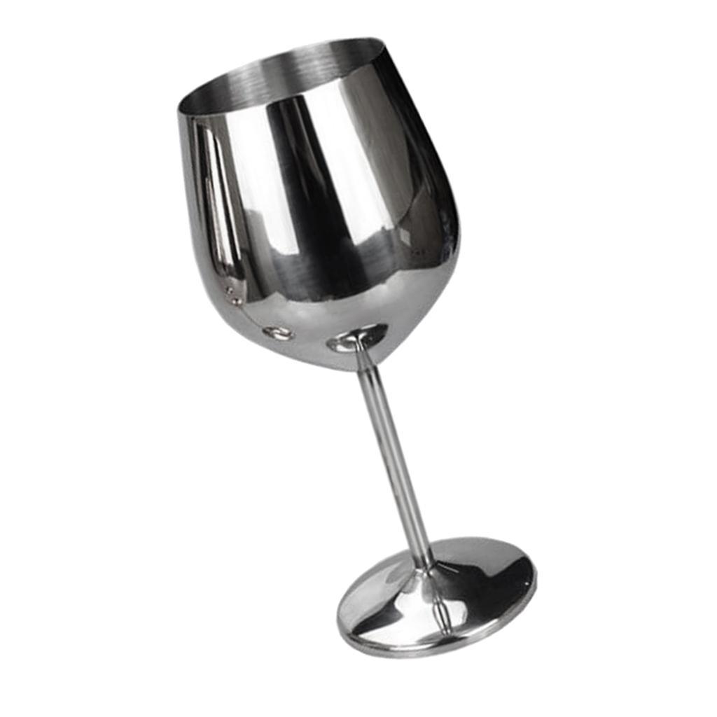 Set of 3 Stainless Steel Wine Drinking Goblet Cup Home Party 500ml Silver