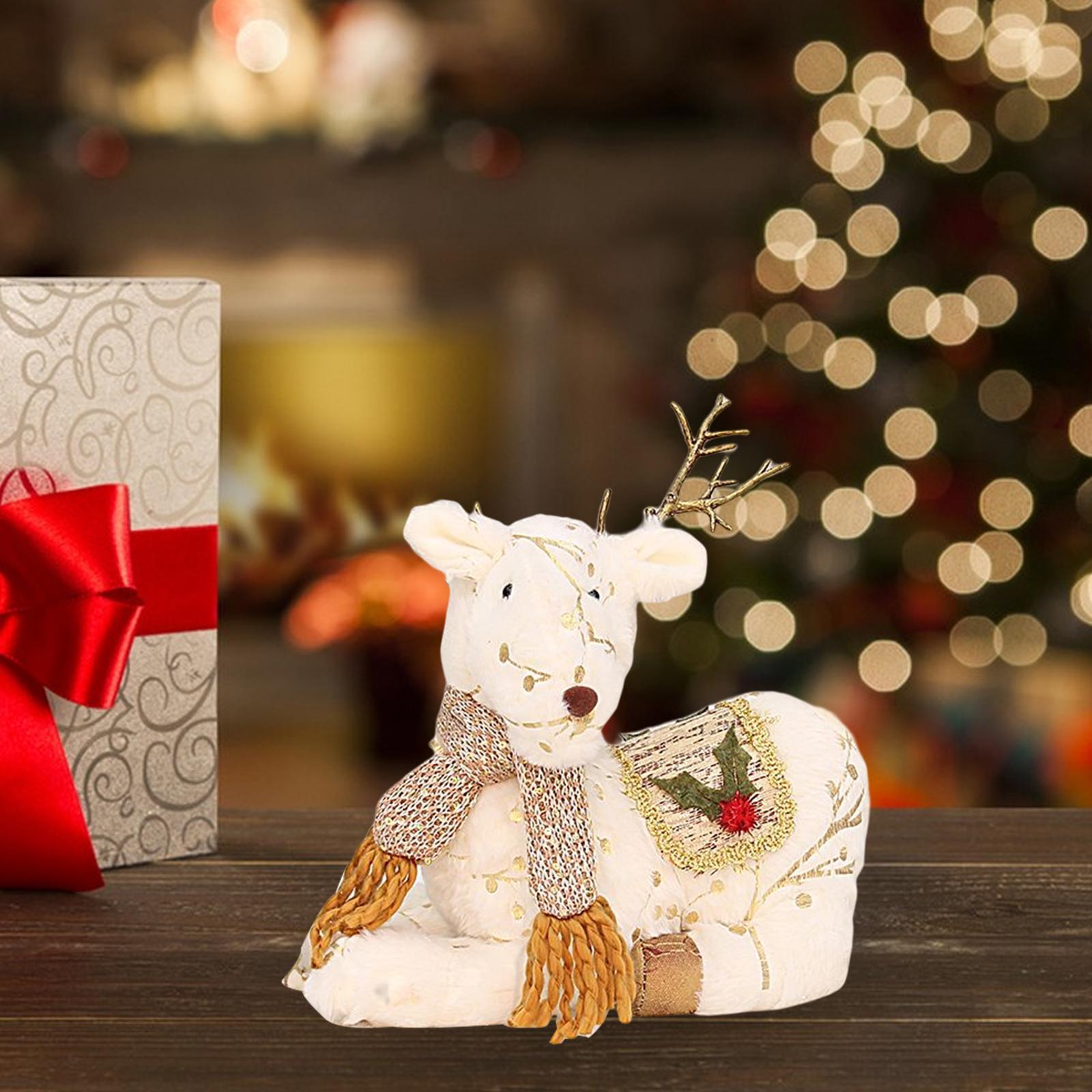 3Pcs Christmas Reindeer Stuffed Animal Creative Plush Elk Office Home Decor