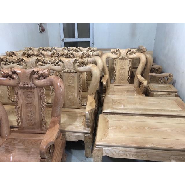 Bàn ghế gỗ sồi phòng khách cổ điển