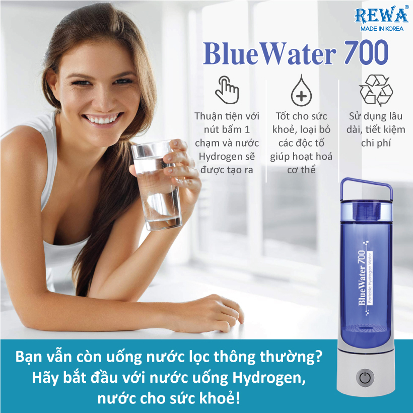 Máy tạo nước Hydrogen Bluewater700 Rewa (480ml) - Hàng Chính Hãng