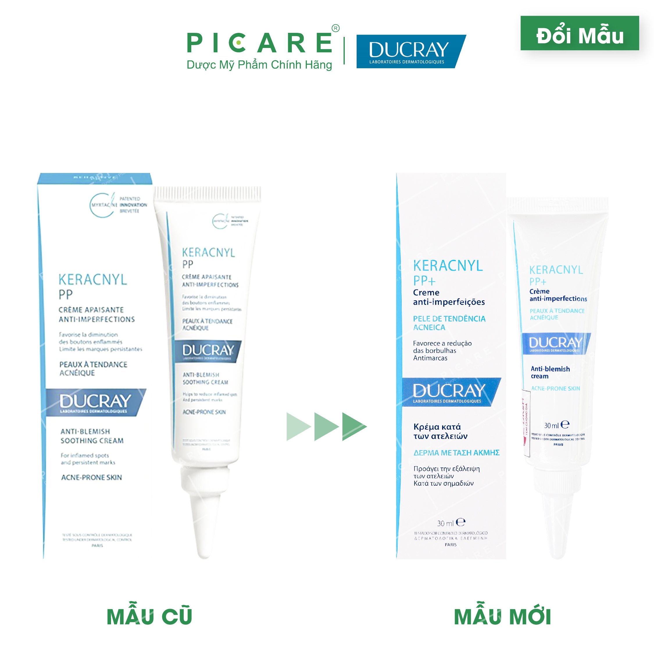 Kem Dưỡng Cân Bằng Dầu Giảm Viêm Mụn Ducray Keracnyl Pp Anti-Blemish Soothing Cream (30ml)