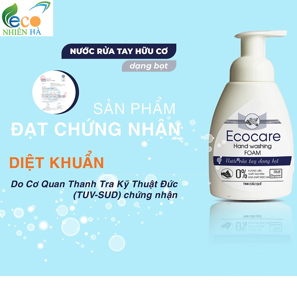 Nước rửa tay ECOCARE 1L tinh dầu thiên nhiên hữu cơ, nước rửa tay tạo bọt, không khô da tay