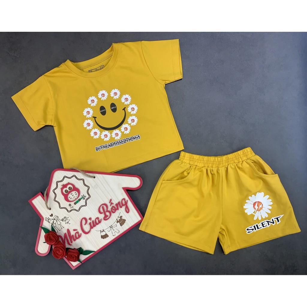 Bộ bé gái form croptop phối hình in hoa cúc size 9 - 40 kg