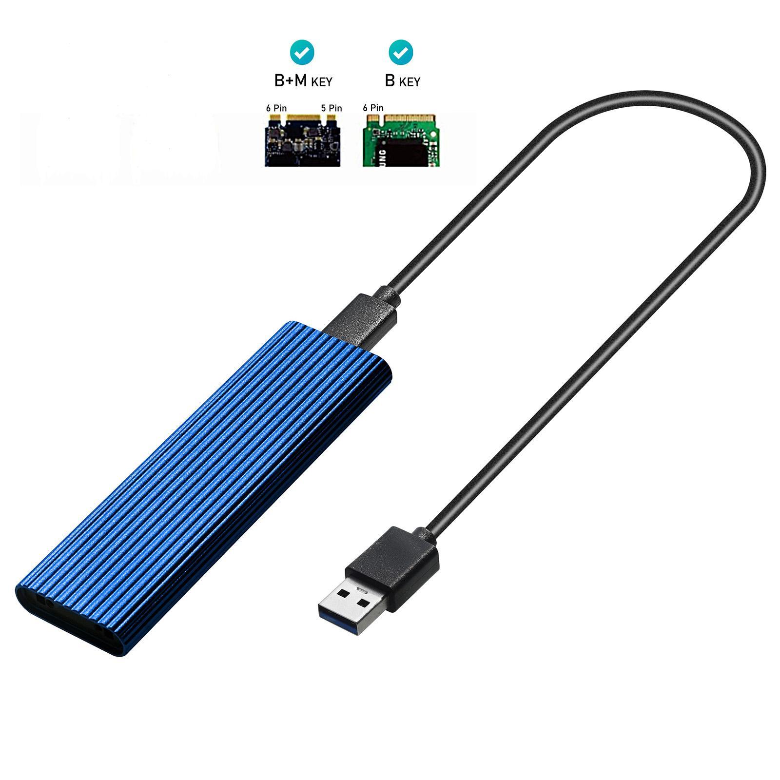 2 Pieces USB 3.0 to NGFF M.2 B Key SSD External Enclosure Case Cover Adapter