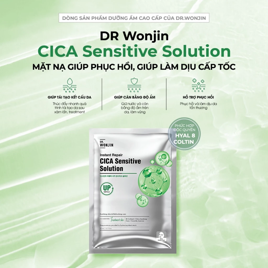 Combo 10 Mặt Nạ Phục Hồi Cấp Tốc DR WonJin Instant Cica Sensitive Solution Mask 30g x10