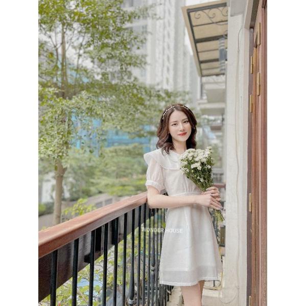 Đầm thiết kế WONDERHOUSE cổ v thủy thủ công sở, dạo phố chất xô mịn tôn dáng - Winter Dress