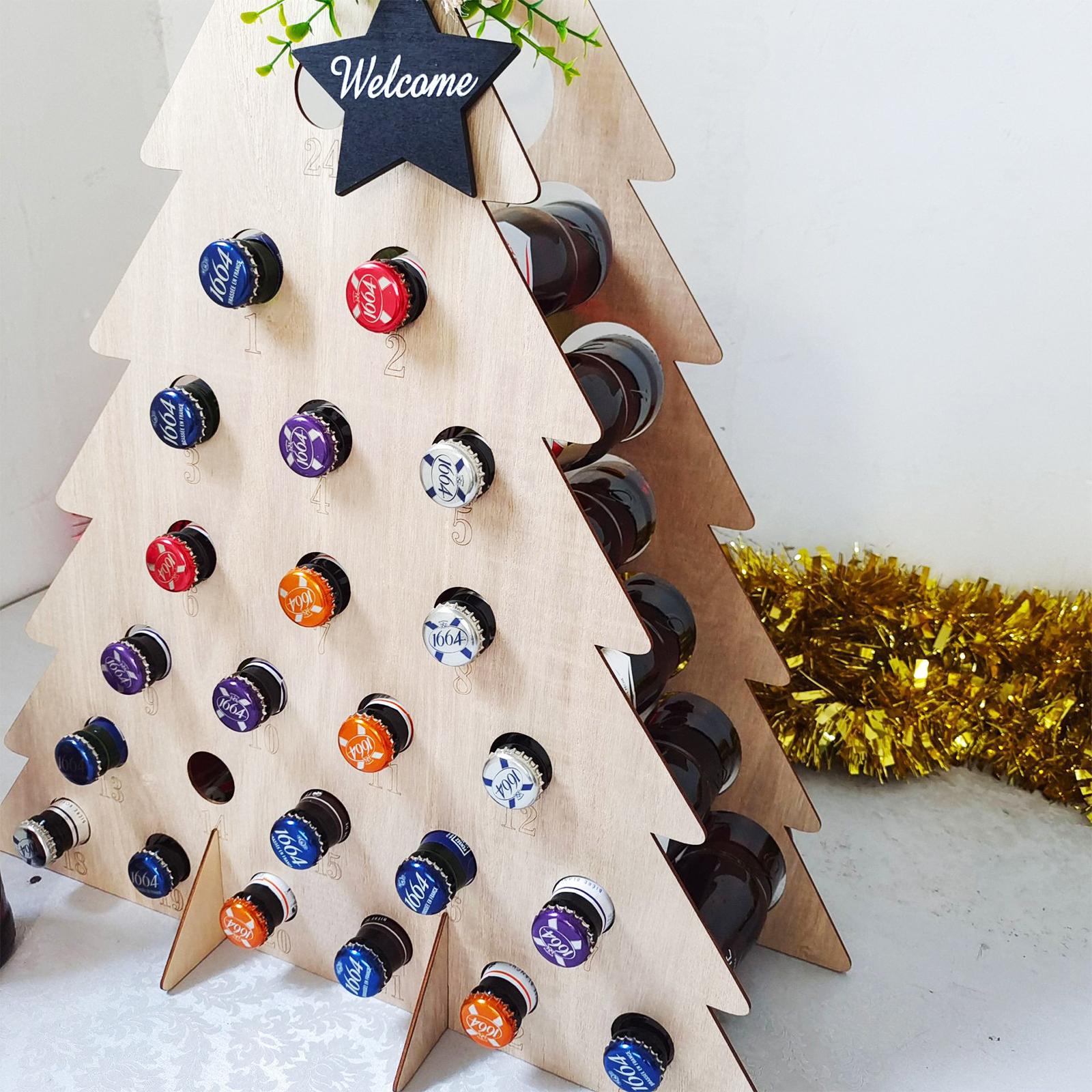 Wooden Wine Rack for 24 Bottles of Mini Wine/Beverages Christmas Tree Wine Rack Festival Decoration