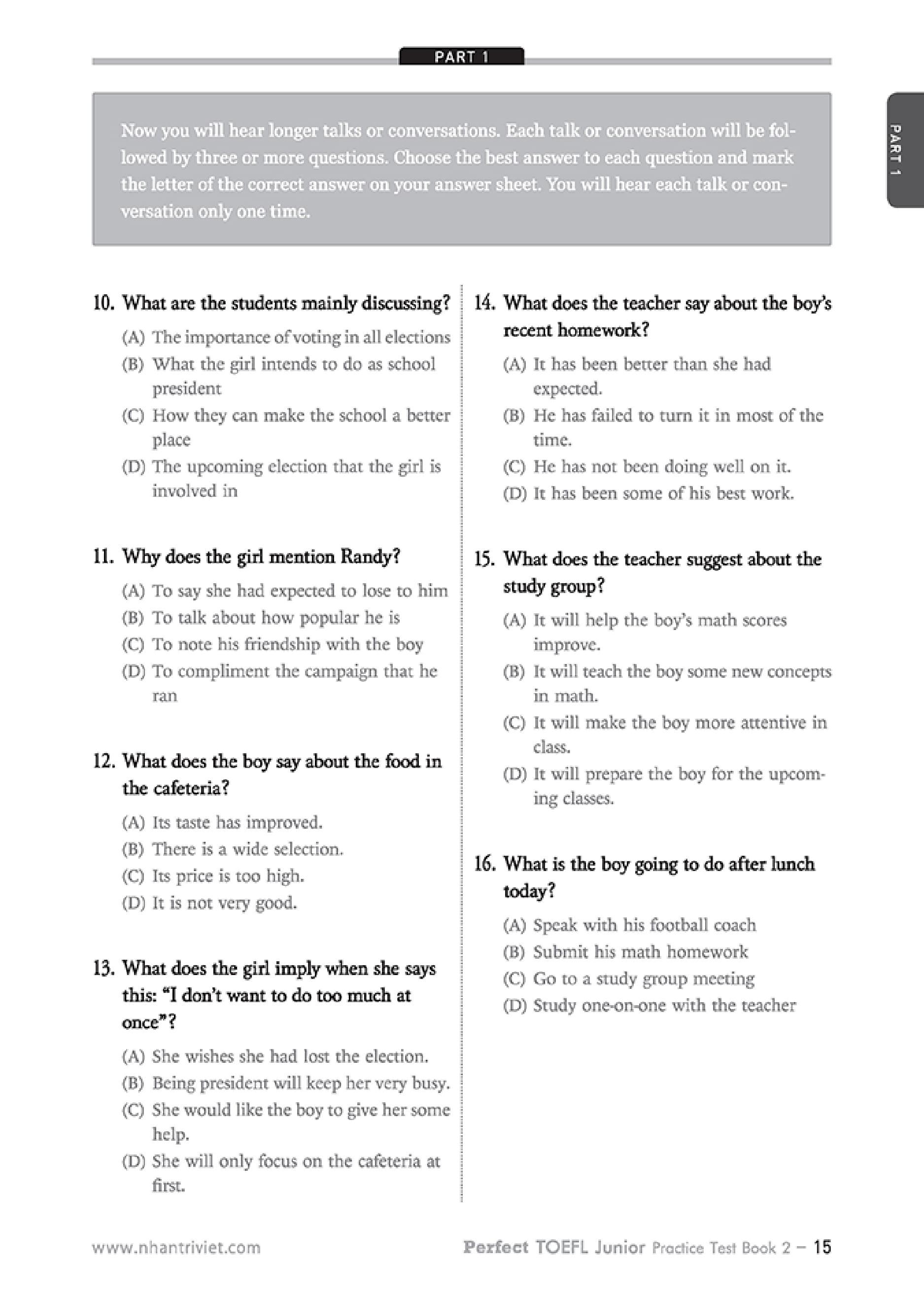 Perfect Toefl Junior  Book 2 (Kèm CD)