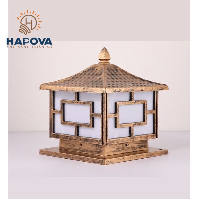 Đèn trụ cổng Nhôm cao cấp cỡ 250mm và 200mm HAPOVA OSTER 7009