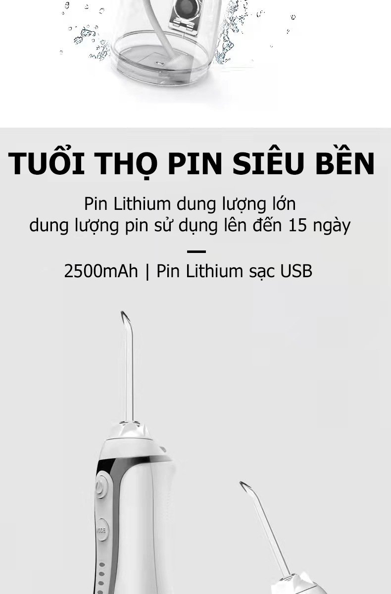 Máy tăm nước du lịch cầm tay Enpis SS33 Pro cao cấp chống nước với 5 chế độ chăm sóc răng miệng-Hàng Chính Hãng