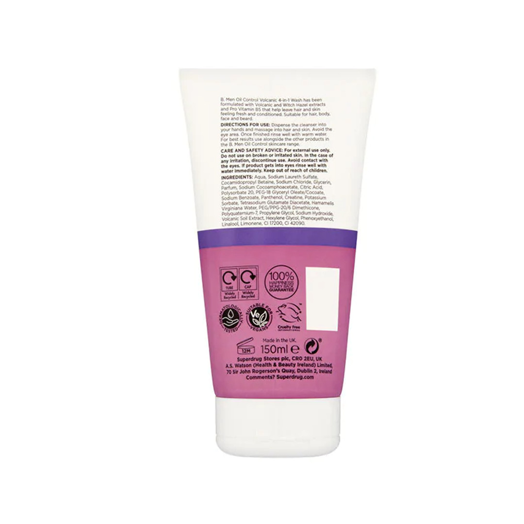 Sữa rửa mặt dành cho nam B.Men Oil Control Volcanic 4 In 1 Wash 150ml