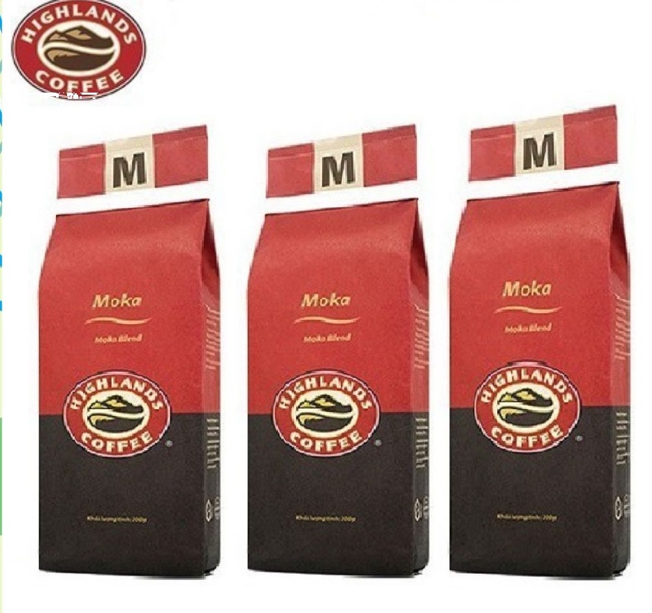 Combo 3 gói Cà phê Rang xay Moka Highlands Coffee 200g