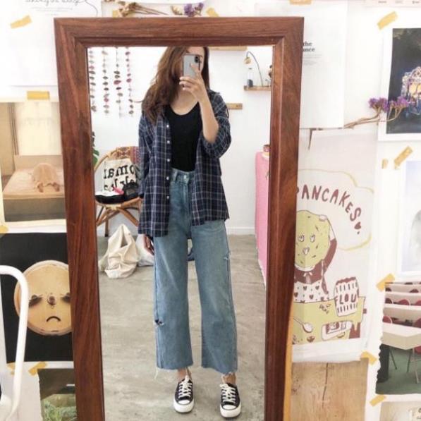 Baggy Jeans Ống Rộng Rách PT