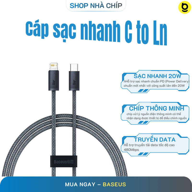 Cáp sạc nhanh siêu bền C to IP Baseus Dynamic Series FAST CHARGING DATA CABLE 20W dùng cho IP 13,12,...