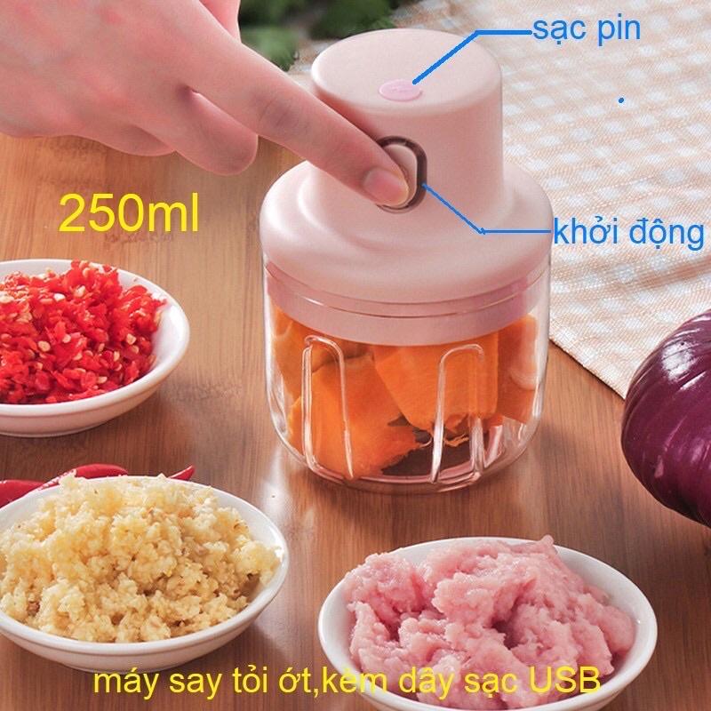 Máy Xay tỏi Ớt,hành,thịt Mini Tự động sạc pin,Mini đa năng Tiện Dụng, máy say tỏi