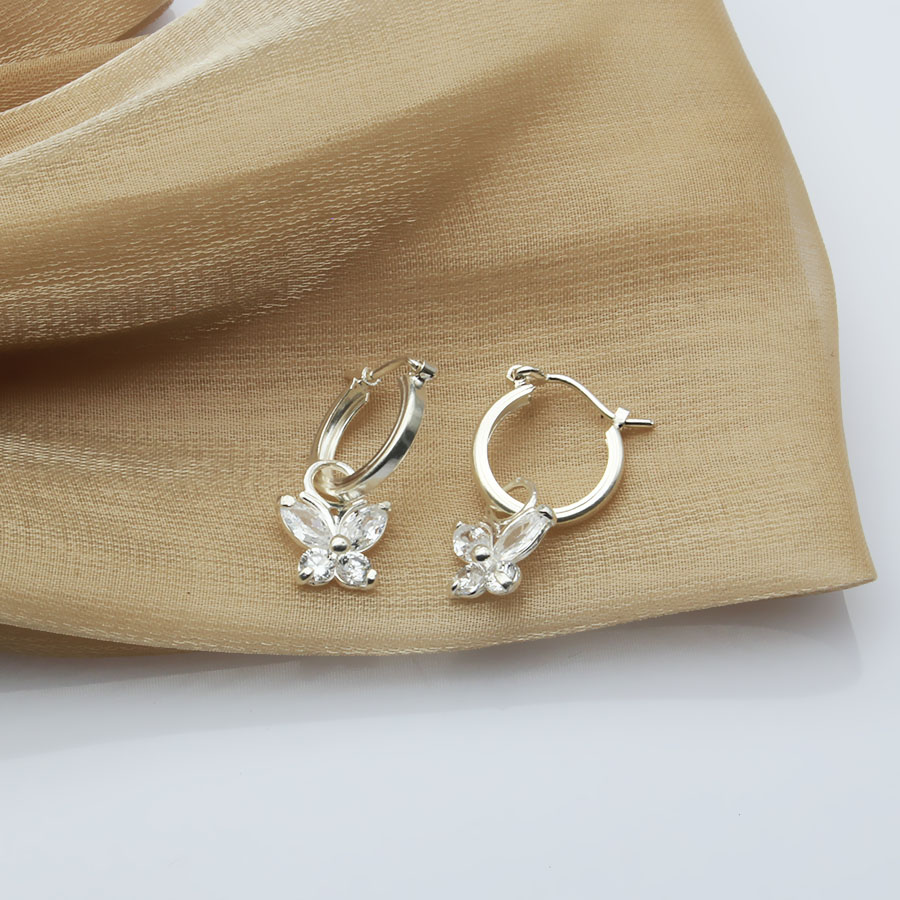 Hoa tai trẻ em Bạc Hiểu Minh HTE002 bướm xinh