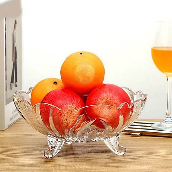 Khay thủy tinh 3 chân đựng hoa quả