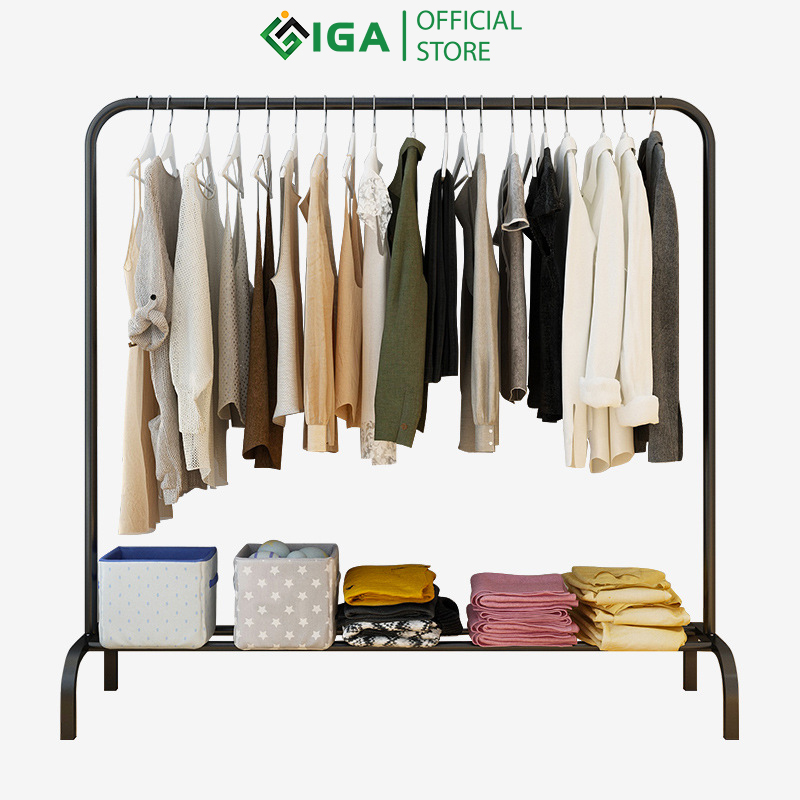 Giá Treo Quần Áo IGA Có Kệ Để Giày Khung Thép Chống Ghỉ Sơn Tĩnh Điện - GM60