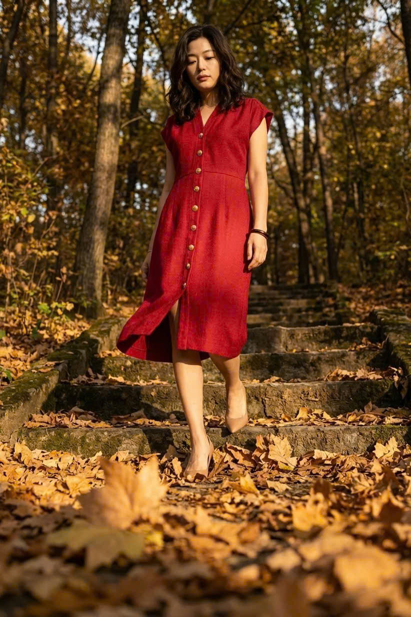 Đầm Ôm Body Tweed Đỏ Dự Tiệc thời trang thiết kế Hity Dre084