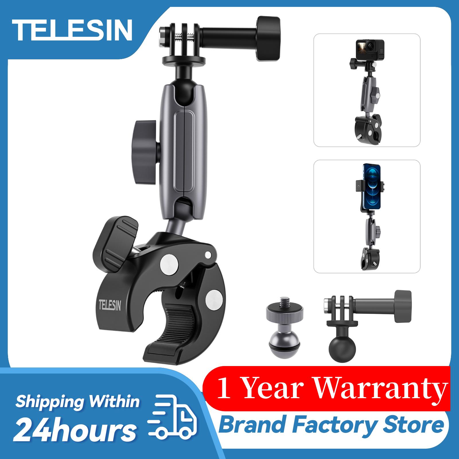 TELESIN Xe Đạp Xe Máy Ray Lắp Kẹp Với Bóng 360 Độ Gắn Kẹp Cho Gopro Hero 11 10 9 8 7 6 Cho Điện Thoại Camera Hành Động