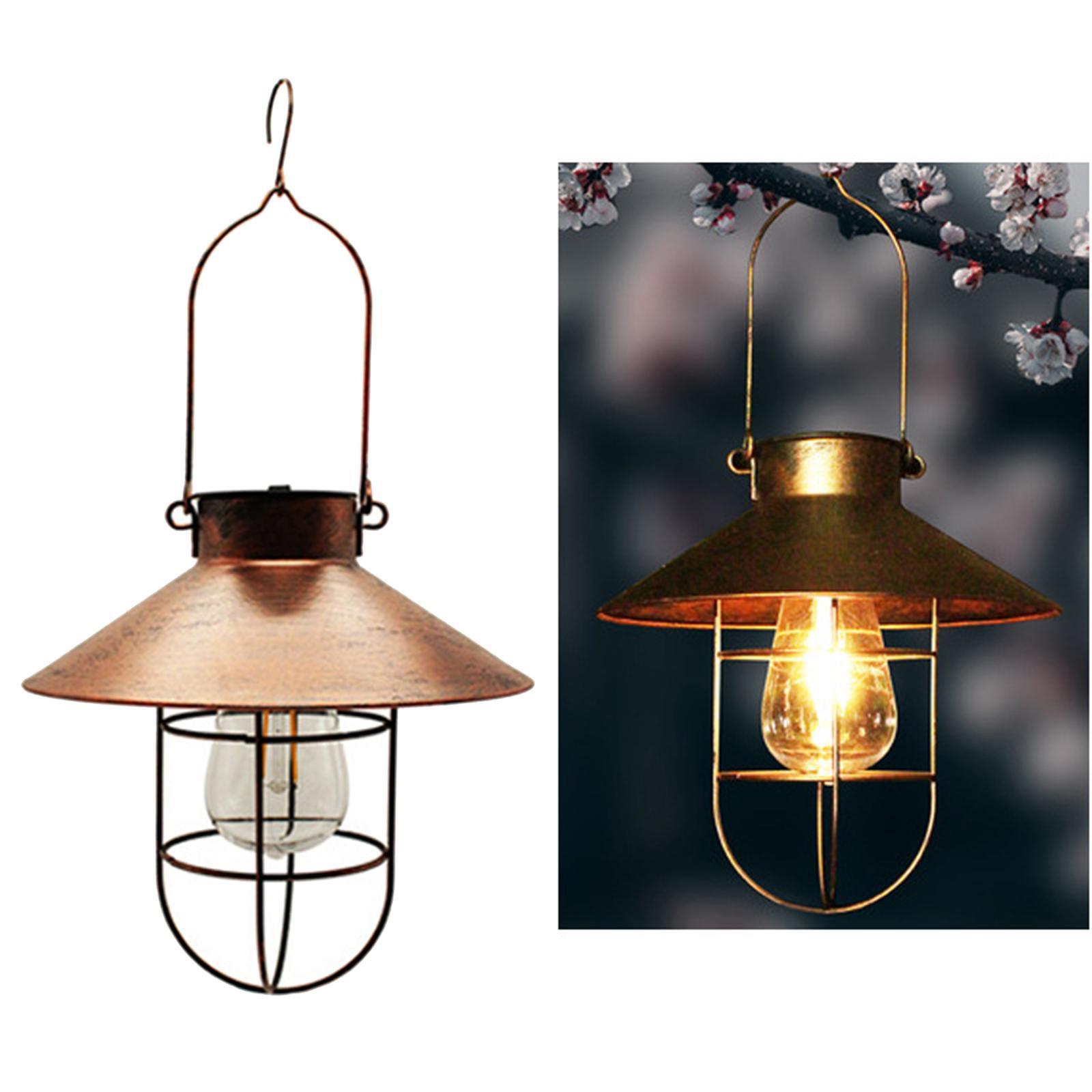 Solar Lantern Hanging Lamp with Hanging Rod Outdoor Lights for Terrace Lawn