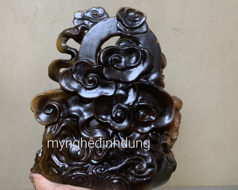 Tượng phật di lặc nhất lộc bằng gỗ bách xanh thơm nức sơn pu giả cổ kt cao 20x17x8cm