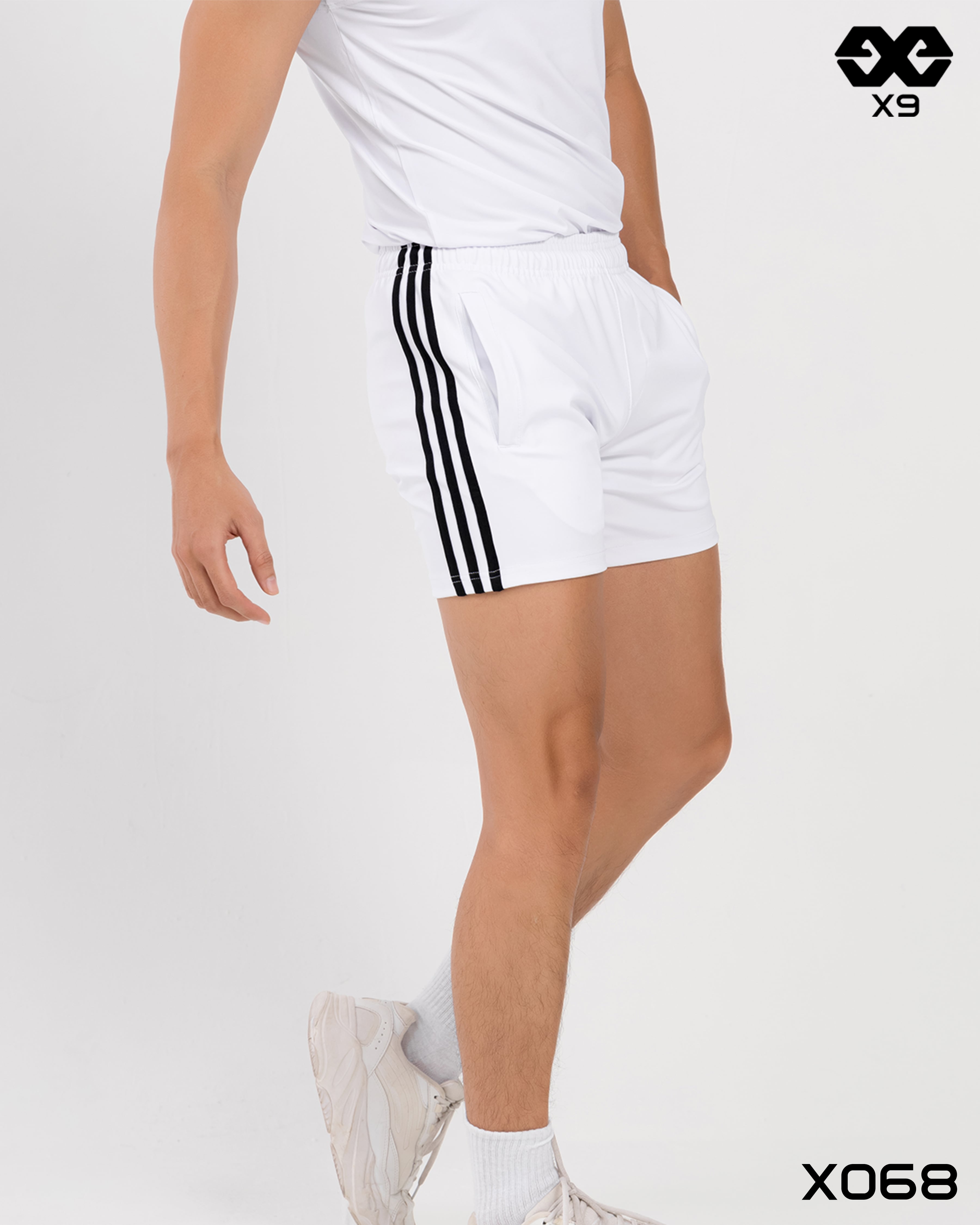 Quần Short Thun Nam Thể Thao 3 Sọc Tập Gym Chạy Bộ Ngắn Ngang Đùi Ôm Bó Sát - X068 - X9 Sportswear