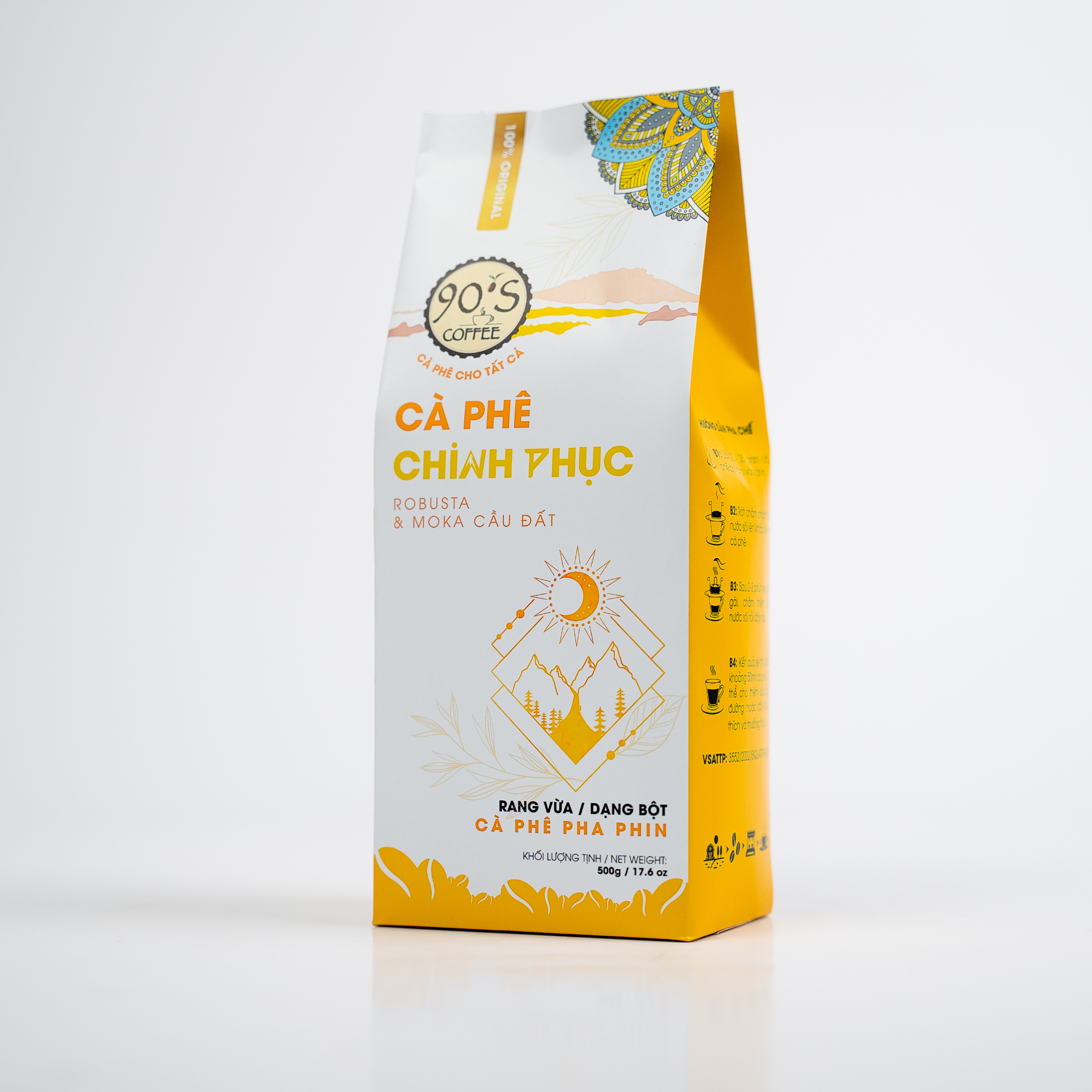 Cà Phê CHINH PHỤC - Rang Xay Nguyên Chất Cao Cấp Pha Phin - Thương hiệu 90S COFFEE - 500gr