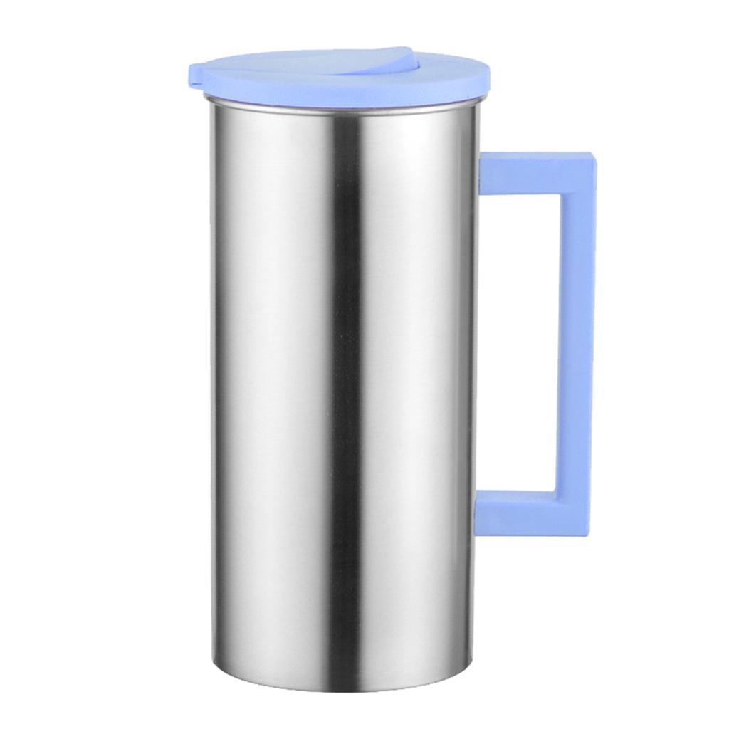 2 Pcs Stainless 0.5 Gallon Water Pitcher Blue Juice Ice Tea Jug Cafe Serving