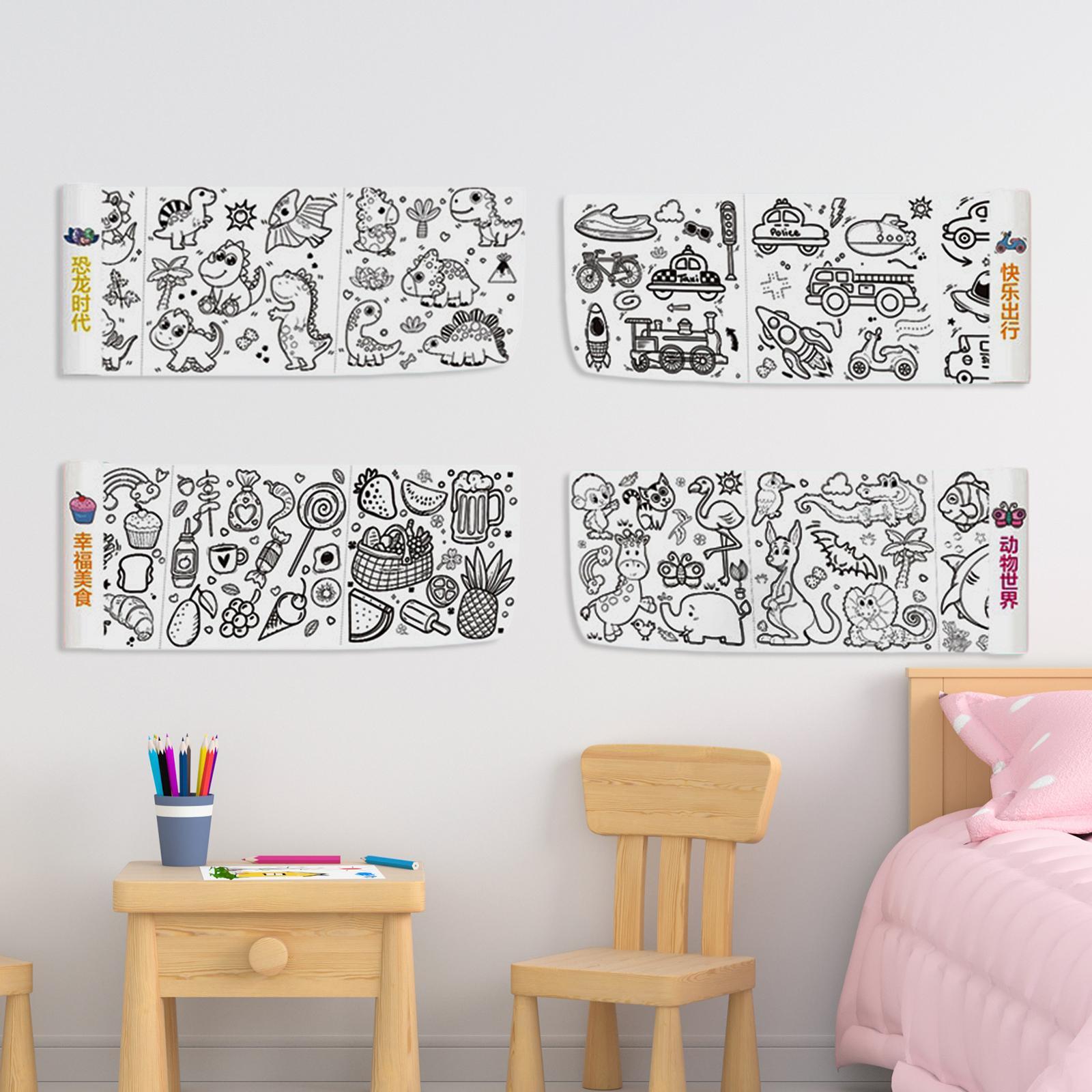 4Pcs Kids Coloring Paper Roll, Coloring Painting Paper, Coloring Poster Table Wall Coloring Sheets, DIY Art Drawing