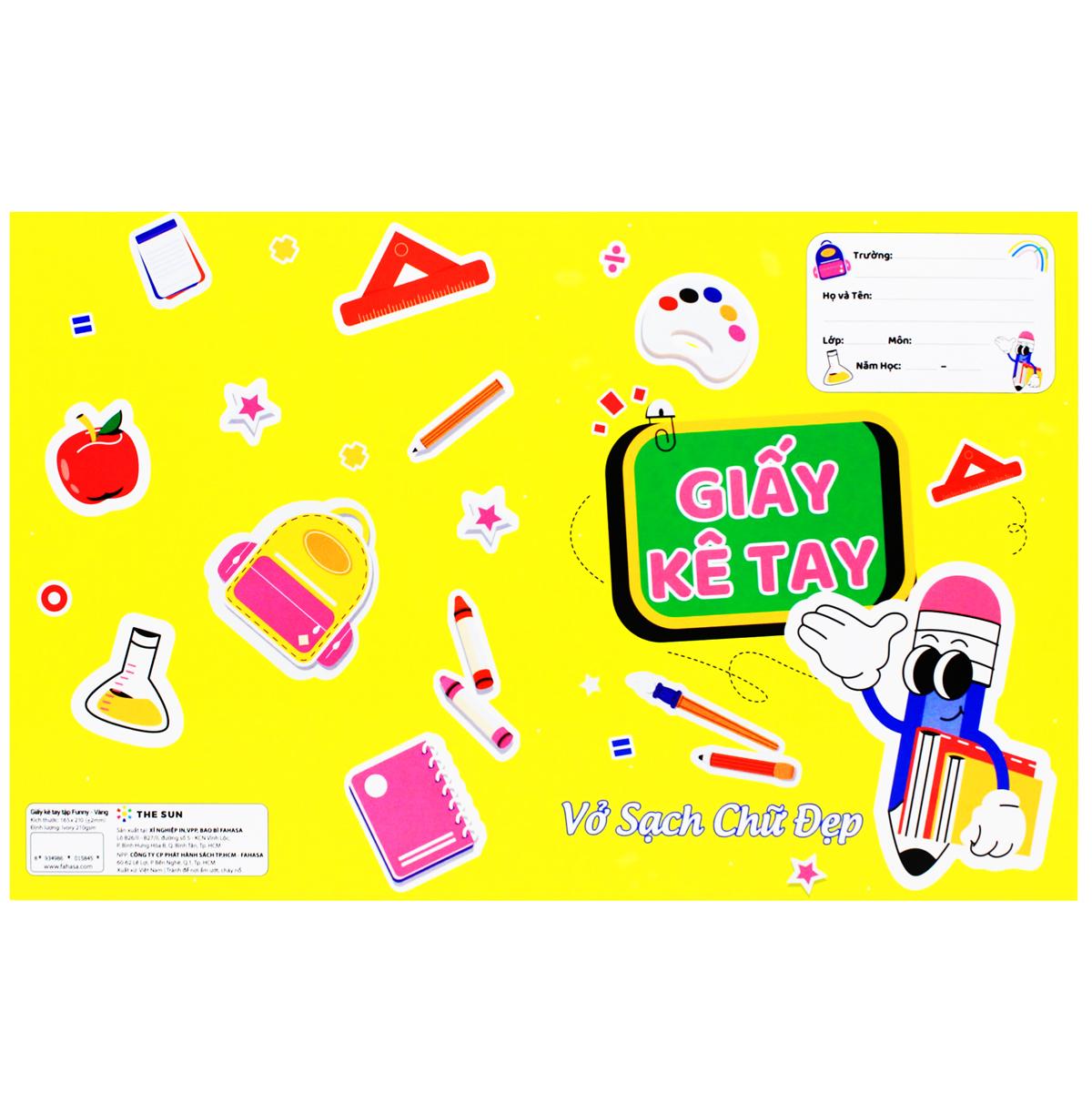 Giấy Kê Tay Tập Funny - 16.5 x 21 cm - The Sun - Màu Vàng