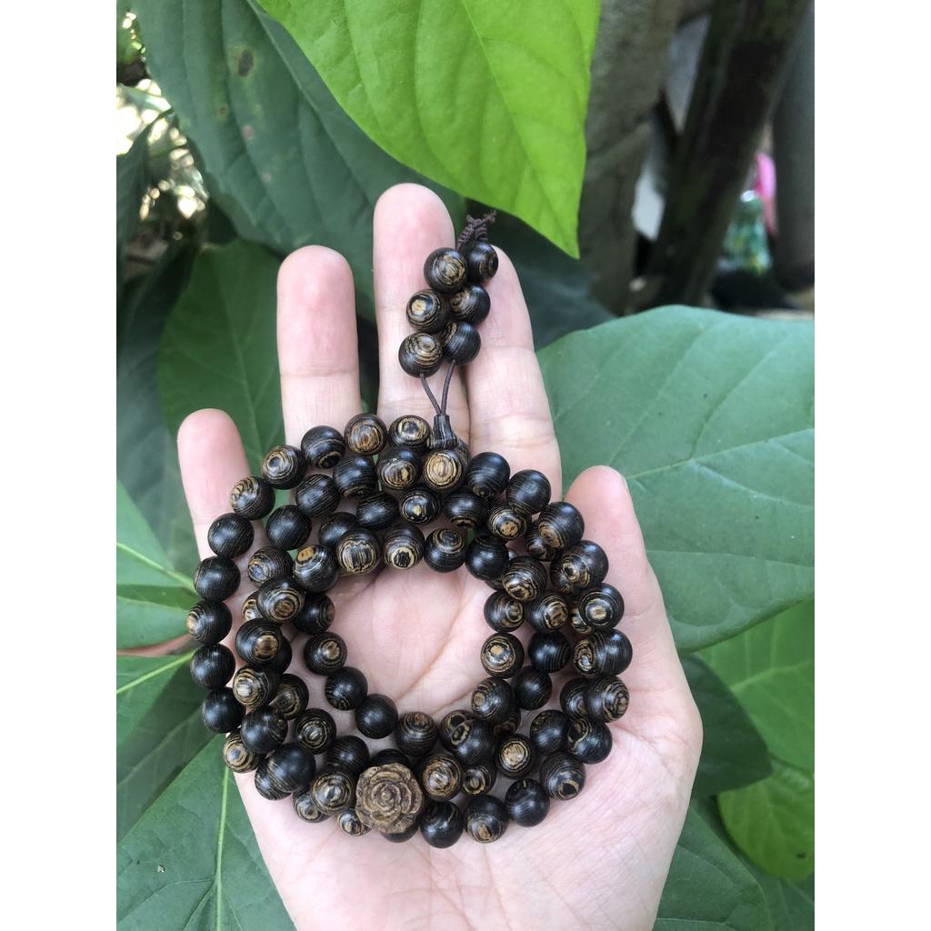 Vòng Tay 108 Hạt Trầm Hương Sánh Chìm Nước Mi,x Hoa sen- Chuỗi Tràng Hạt - Size 6mm 7mm 8mm