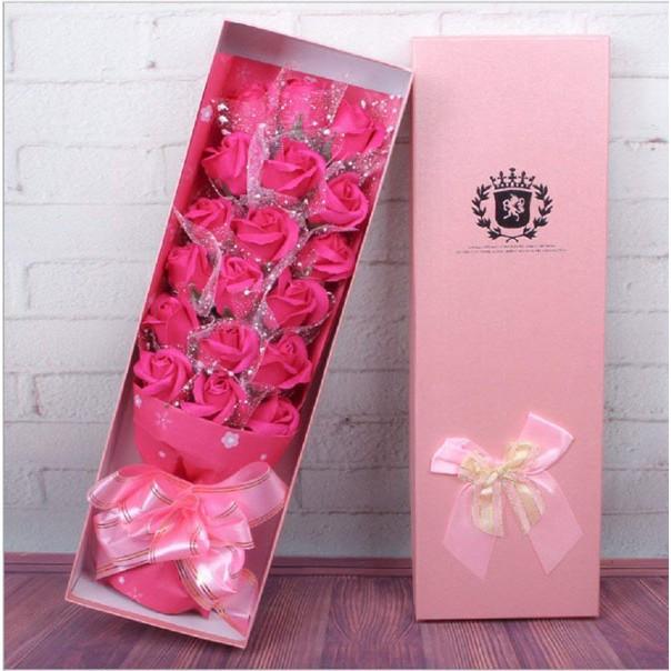 Hoa Hồng 18 Bông Hộp Chữ Nhật giao màu ngẫu nhiên