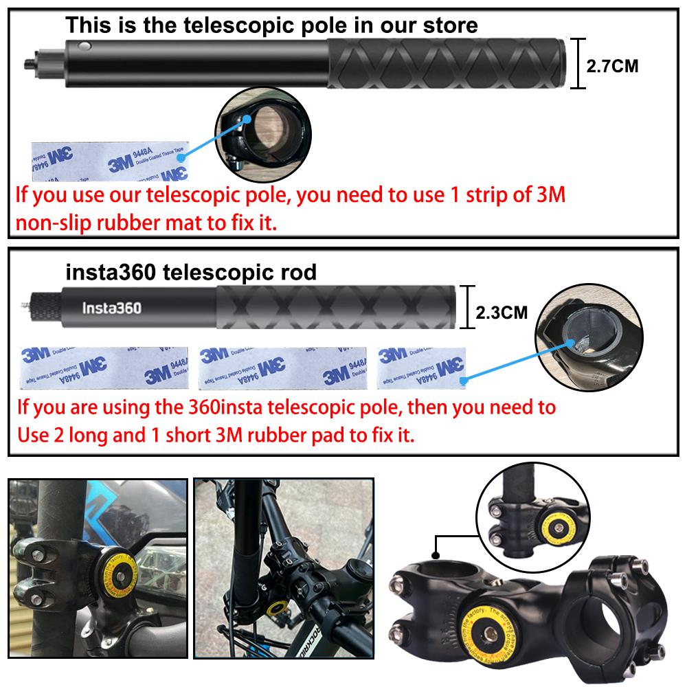 Tay cầm xe máy gắn kết điều chỉnh vô hình Selfie Stick xe đạp Monopod cho GoPro DJI Insta360 One R Camera Phụ kiện