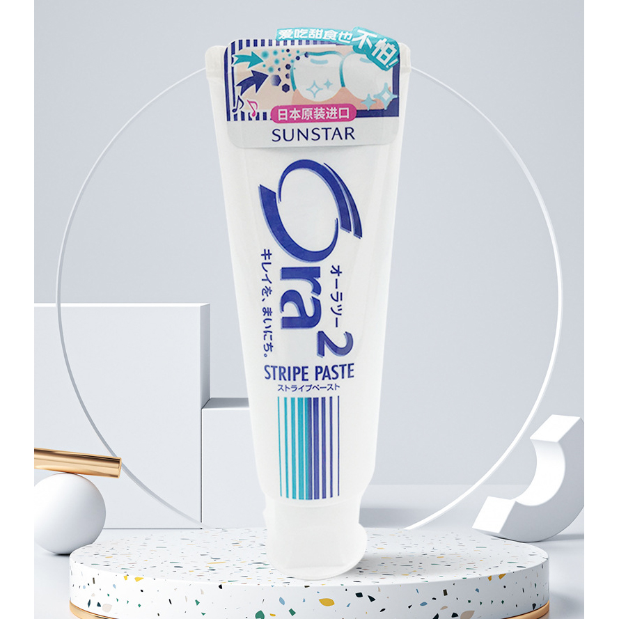 Kem đánh răng Ora2 Stripe Paste Nhật Bản 140g, Thơm miệng, ngừa sâu răng