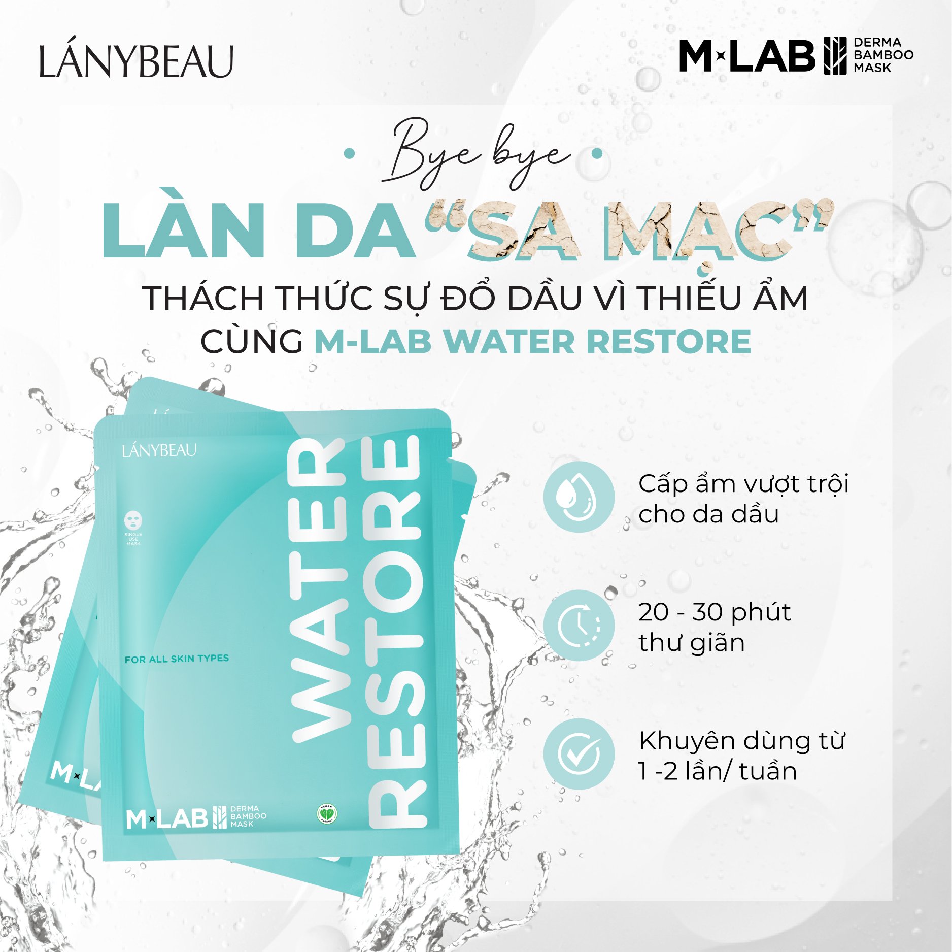 Mặt nạ dưỡng da cấp ẩm sâu, dưỡng ẩm M-Lab Derma Bamboo  LÁNYBEAU (28g/miếng)