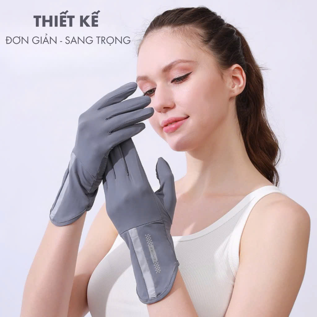 Găng Tay Hở 2 Ngón Unisex Chống Nắng, Có Thể Sử Dụng Cảm Ứng Điện Thoại UV UPF50+ MÀU GHI ĐẬM