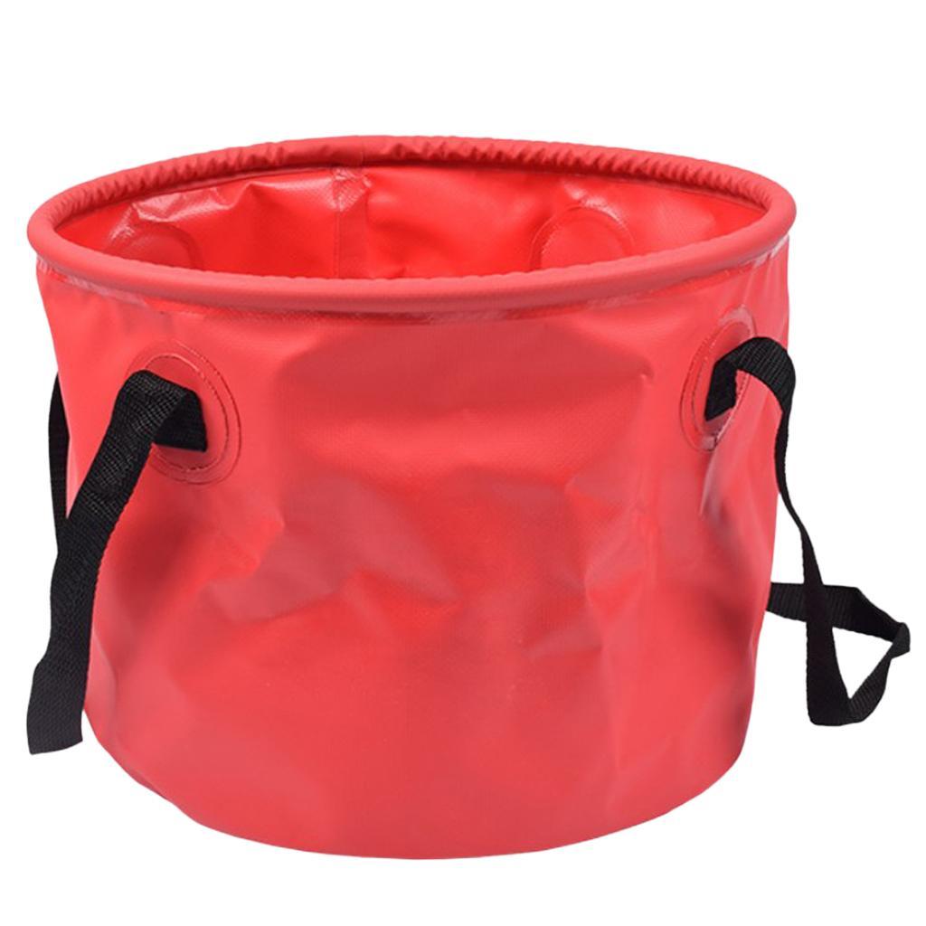 Outdoor Collapsible Water Bucket Carrier Leakproof Folding Pail Red