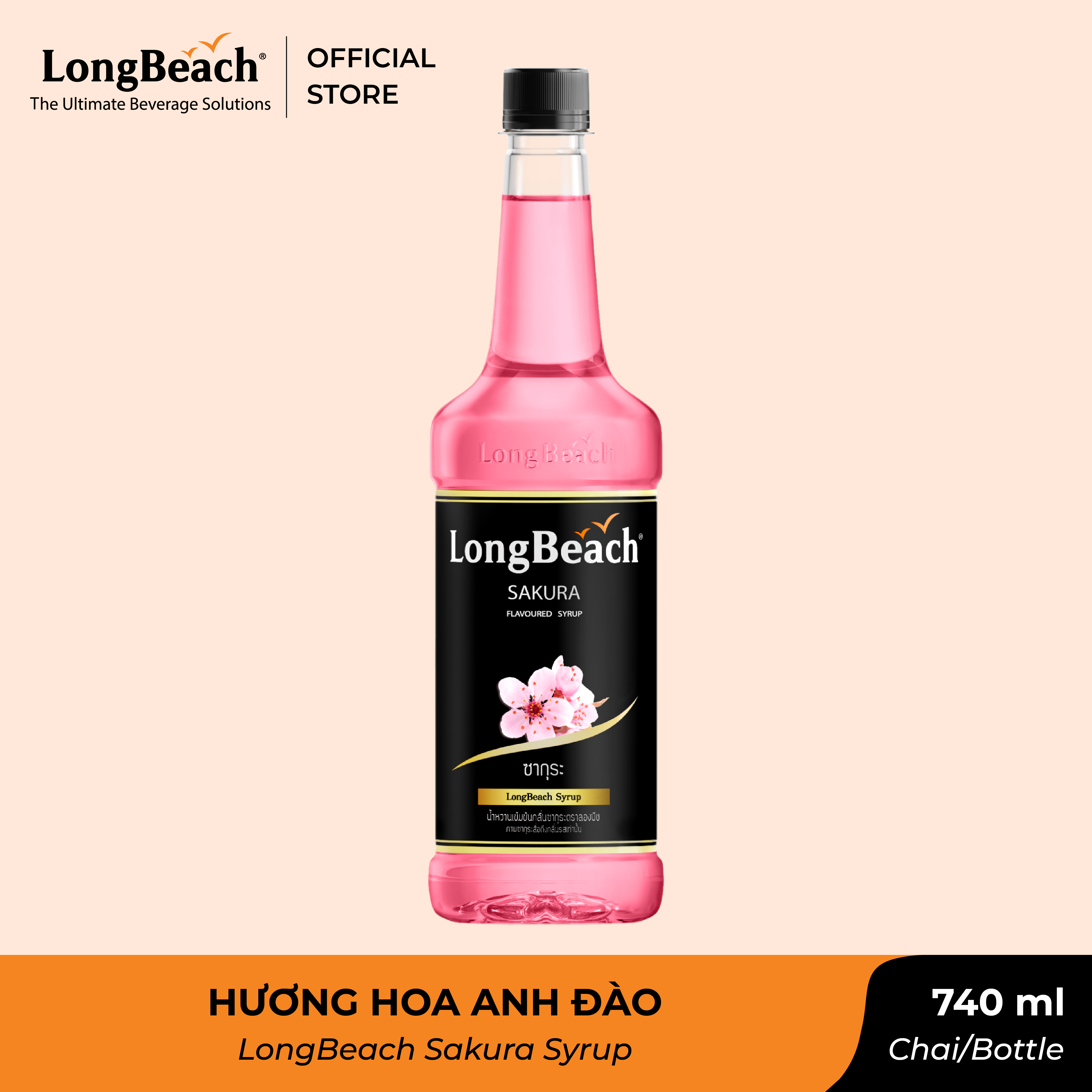 Siro Hoa Anh Đào - LongBeach Sakura Flavoured Syrup 740 ml