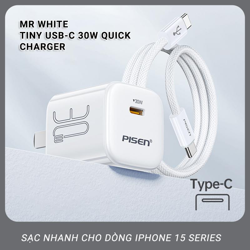 Sạc Nhanh Pisen Quick - Mr White Tiny USB-C 30W - Pisen CC1000