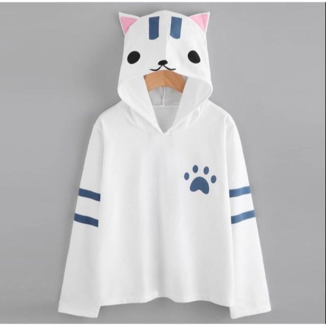 Áo hoodie nữ in hình mèo đáng yêu